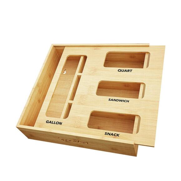 SpaceAid Bamboo Bag Organizer for Kitchen Drawer 13x12x3 Gently Used - Picture 12 of 14